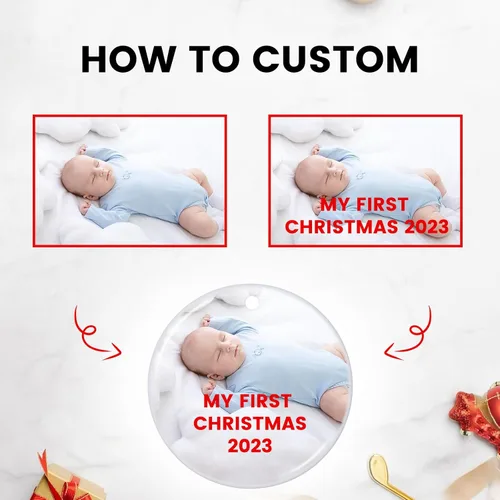 Miniatura 3 de Adornos de Navidad Personalizados 2025, Adornos con Fotos para Árbol de Navidad, Regalos Personalizados para Recién Nacidos, Parejas, Mujeres