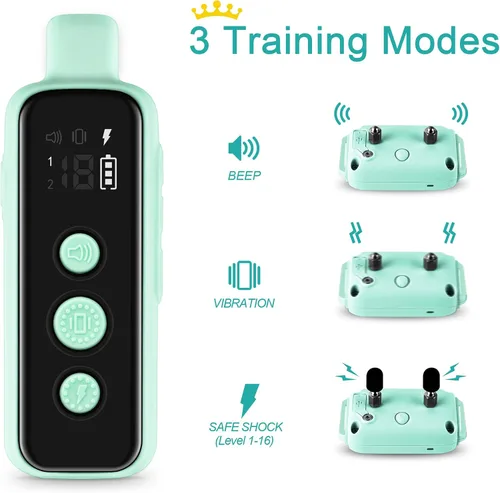 Miniatura 2 de Bousnic Collar de Choque para Perros - Collar de Entrenamiento Eléctrico para Perros, Impermeable, Recargable con Control Remoto para Perros