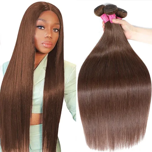 Miniatura 27 de YISEA Paquetes de cabello humano liso con cierre de encaje (12 14 16+10 cierre) Paquetes de cabello humano 3 con cierre de encaje 4x4 100%