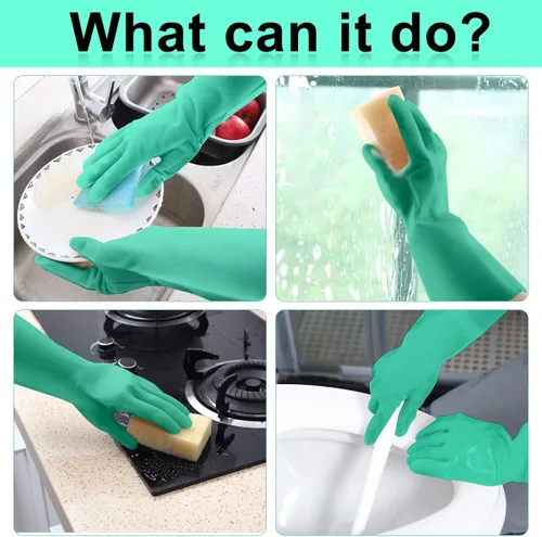 Miniatura 3 de GAYISIC Guantes de limpieza de cocina reutilizables sin látex, diseño antideslizante, guantes resistentes para lavar platos, 2 pares