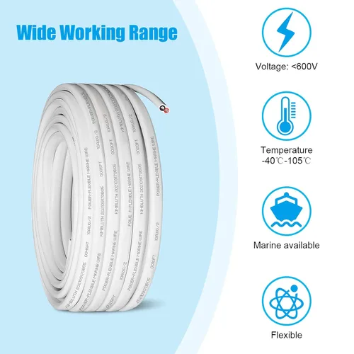 Miniatura 6 de Cable marino dúplex de calibre 10, cable de cobre estañado para barco, 150 pies, 10 AWG, estándar de EE. UU., OFC, alambre de cobre libre de oxígeno
