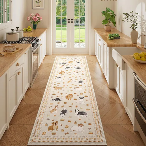 Miniatura 204 de DUKINO Alfombra de área de 6 x 9 pies, alfombra floral para sala de estar, ligera, antideslizante, lavable, alfombra de interior de pelo bajo