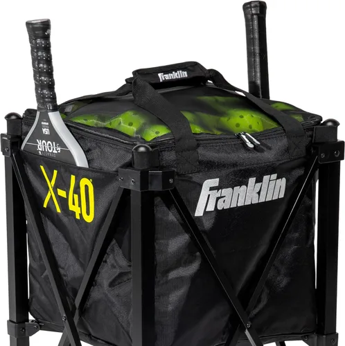 Miniatura 9 de Franklin Sports Tolva de pickleball portátil + bolsa de transporte - (100) cesta de pickleball + cesta de viaje con ruedas - Fácil almacenamiento +