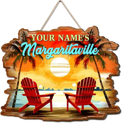 Miniatura 23 de Artsy Woodsy Letrero de madera personalizado con estampado de barra Tiki (no tallado ni neón), decoración de verano, cartel de piscina, patio