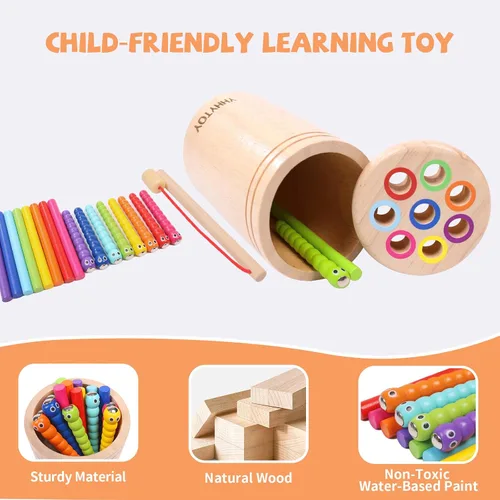 Miniatura 4 de Juguetes Montessori para niños de 2, 3, 4 años, juego de pesca magnética de doble juego para niños de 18 meses, juguete preescolar de clasificación