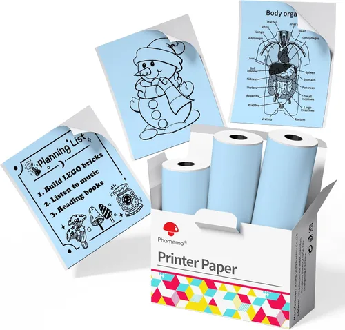 Miniatura 12 de Phomemo Papel adhesivo blanco - para mini impresora Phomemo T02/T02Pro/Q02E/M02X/Y02C/Q02, para notas de estudio, fotos, bricolaje, calcomanías