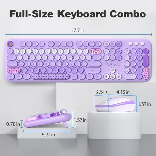 Miniatura 7 de Teclado y mouse inalámbricos, máquina de escribir, teclado de tamaño completo con teclado numérico y mouse conectado USB 2 en 1 para Windows 7/8/10
