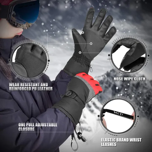 Miniatura 15 de MCTi Guantes de esquí, impermeables, para snowboard y nieve, 3M, Thinsulate, para clima frío, para mujer, para invierno, con pantalla táctil
