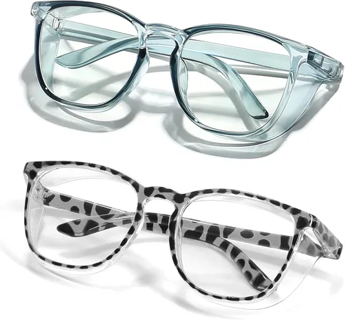 Miniatura 24 de Elegantes gafas de seguridad para mujeres y niñas, gafas anti-vaho, gafas protectoras, gafas transparentes Azul + rosa