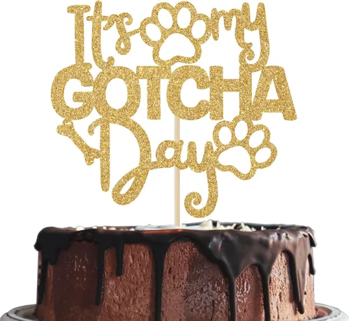 Miniatura 8 de It's My Gotcha Day - Decoración para tartas con purpurina negra, feliz día de Gotcha, decoración de fiesta del día de adopción de mascotas