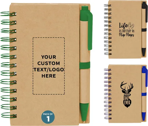 Miniatura 8 de DISCOUNT PROMOS Juego de 1 mini cuadernos en espiral personalizados con bolígrafos de tinta negra, paquete personalizado a granel, perfecto