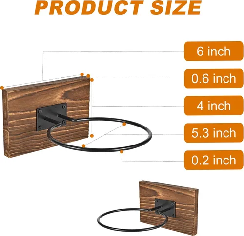 Miniatura 2 de Aros de baloncesto montados en la pared, hechos de madera maciza y metal, se pueden instalar fácilmente, adecuados para baloncesto, fútbol