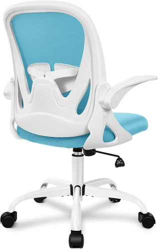 Miniatura 8 de Primy Silla de Oficina Ergonómica de Escritorio con Soporte Lumbar y Altura Ajustables, Silla Giratoria Transpirable de Malla para Azul claro