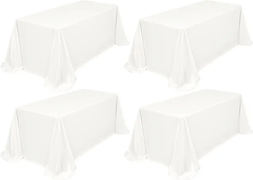 Miniatura 150 de Showgeous Paquete de 4 manteles rectangulares de poliéster de 60 x 102 pulgadas, resistentes a las arrugas, lavables, para bodas, mesas de comedor