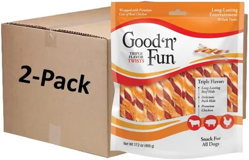 Miniatura 17 de Good 'n' Fun Twists - Golosina para perros de larga duración, con proteínas reales, piel de res y pollo premium, apoya la salud dental, estimulación