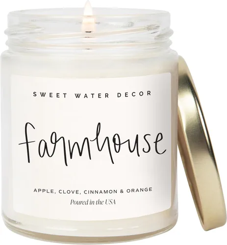 Miniatura 14 de Sweet Water Decor - Vela de soja Pumpkin Spice, perfume otoñal de calabaza, clavo de olor, canela, esencia de vainilla, frasco transparente de 9 oz