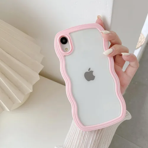 Miniatura 32 de QLTYPRI Funda compatible con iPhone 7/8/SE, bonita funda transparente con marco ondulado rizado para niñas y mujeres, funda protectora de TPU
