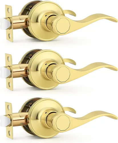 Miniatura 34 de Probrico - Paquete de 3 manijas de puerta de paso, asas de níquel satinado, sin llave, sin bloqueo, para puertas de interiores, pasillos y armario