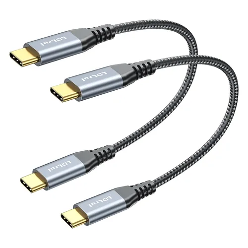 Cable USB C corto [1 pie, paquete de 2] Transferencia de datos de 10 Gbps, salida de monitor USB-C 4K a 60Hz y cable de carga rápida de 100 W para