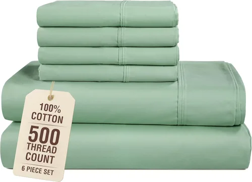 Miniatura 30 de Casa Platino Sábanas tamaño King de 500 hilos, satén suave, 100% algodón, sábanas de 6 piezas con sábana encimera, sábana bajera ajustable y fundas