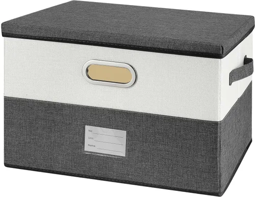 Miniatura 13 de Papeleras grandes plegables de tela de lino, con tapa y asas extraíbles, organizador de cajas de almacenamiento lavables, cubos con cubierta