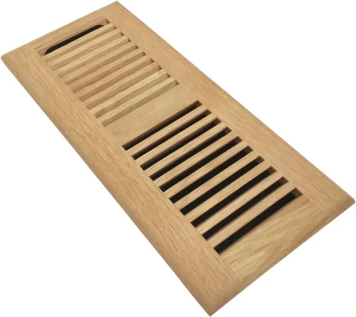 Homewell Cubierta de ventilación de registro de piso de madera de roble rojo, ventilación con amortiguador, 6 x 10 pulgadas, sin terminar