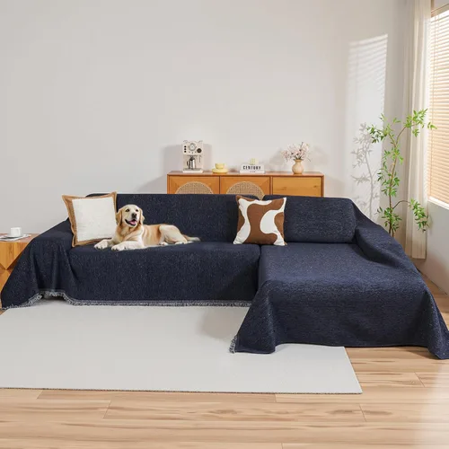Miniatura 14 de MYSKY HOME Funda para sofá seccional, 2 piezas de fundas de sofá de felpilla para sofá en L, protector de muebles para mascotas, niños, funda