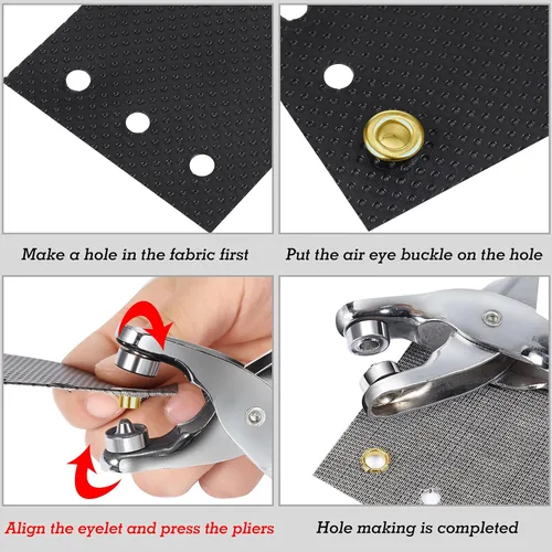 Miniatura 4 de Mudder Kit de Herramientas de Alicates para Ojales y Arandelas de 301 Piezas, Alicates Perforadores de Ojales para Agujeros en Tela y Cuero con 300
