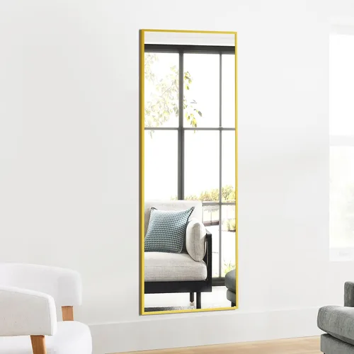 Miniatura 7 de TRAHOME Espejo de pie de longitud completa, espejo de piso grande de 15 x 56 pulgadas con marco de aluminio para puerta, dormitorio, baño, sala