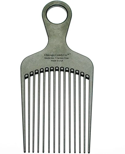 Chicago Comb Peine de púa de fibra de carbono modelo 7, para peinados largos y gruesos y afro, color negro, 6 pulgadas (5.9 in)