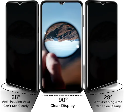 Miniatura 3 de Paquete de 2 protectores de pantalla de privacidad para Samsung Galaxy A12 / A13 / A32 / A03s / A02s / A42 vidrio templado antiespía antiarañazos