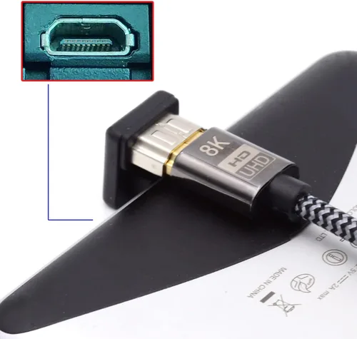 Miniatura 6 de CY Cable 4K 360 grados hacia abajo opuesto en forma de U en ángulo trasero Micro HDMI 1.4 macho a HDMI hembra adaptador de extensión convertidor