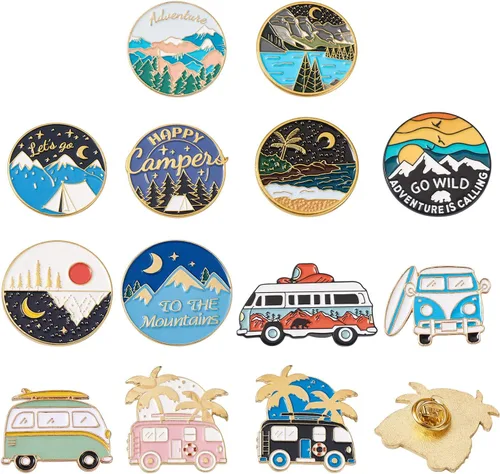 Miniatura 36 de Pandahall - Broches esmaltados de aleación con varios temas, broche de solapa, juego de pines esmaltados