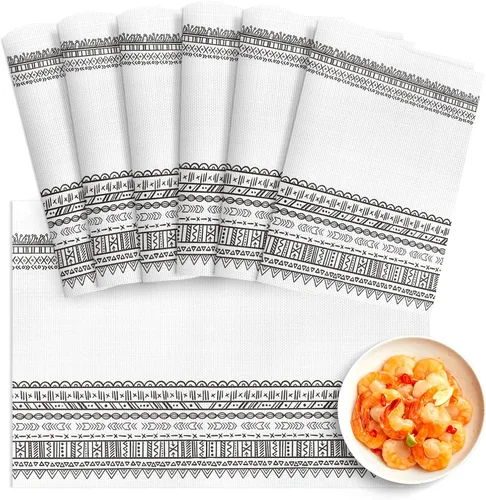 Miniatura 39 de Juego de 4 manteles individuales de verano con diseño de limón, lavables, de PVC, color negro y blanco, a cuadros amarillos, manteles individuales