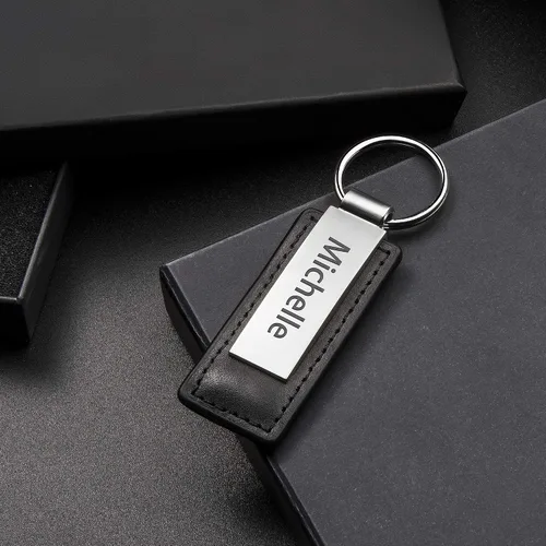 Miniatura 6 de Personalized Keychains Engraved Metal or Leather Keychain Custom Key Chain for Car Keys Father's Day Gift