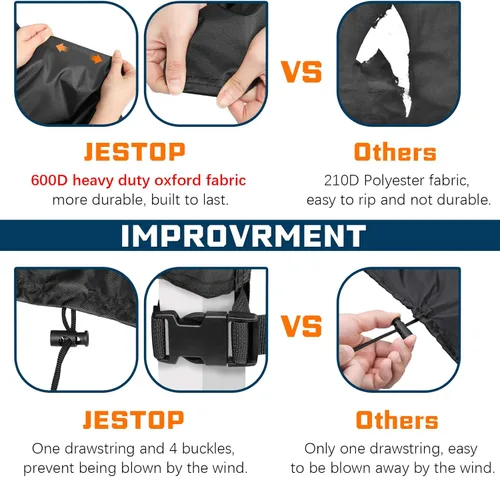 Miniatura 5 de JESTOP Fundas para Muebles de Patio, 600D Cubierta Rectangular para Mesa de Exterior Impermeable Resistente al Viento Tela Oxford Resistente Anti-UV