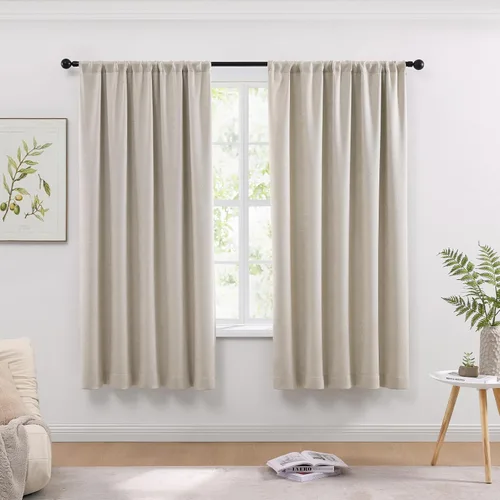 Miniatura 13 de WRENSONGE Cortinas opacas para dormitorio, cortinas opacas negras de 63 pulgadas de largo para sala de estar, ventanas, cocina, habitación, cortinas