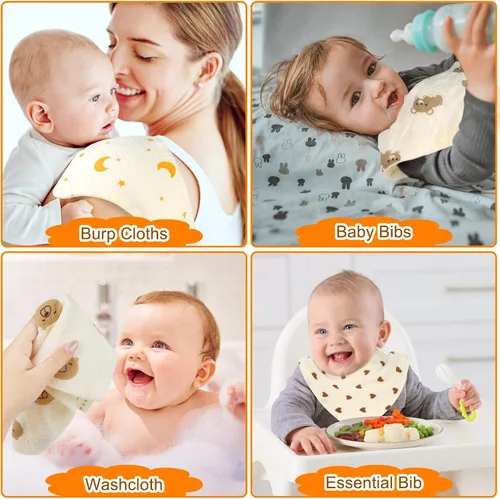 Miniatura 6 de Accmor Muslin Baby Bibs, Soft Baby Bandana Drool Bibs for Baby Girls Boys, Bib for Drooling Teething