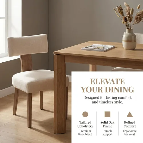 Miniatura 5 de Shunzhi Juego de 2 sillas de comedor modernas de mediados de siglo, sillas tapizadas de madera para comedor, sillas de cocina estilo granja, sillas