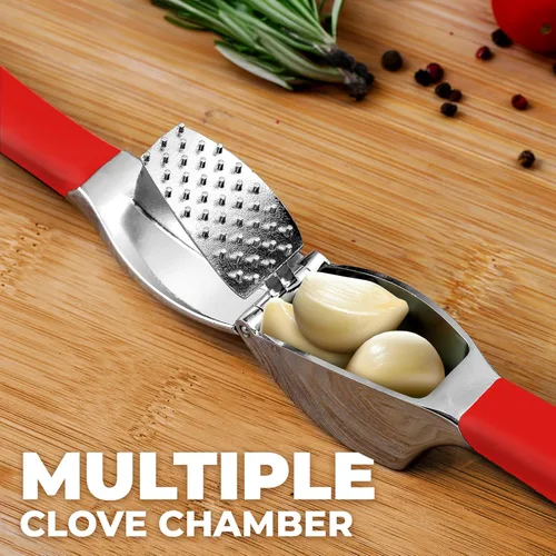 Miniatura 4 de Zulay Kitchen Comfort Grip Prensa de ajos, herramienta para picar ajos, trituradora de ajos, prensa de ajo a prueba de óxido, con mango ergonómico