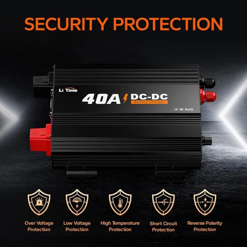 Miniatura 4 de LiTime 12V 40A Cargador de CC a CC para baterías de 14.6V LiFePO4 de litio, plomo-ácido, AGM, gel, cargador de batería rápido de 3 etapas para RVs