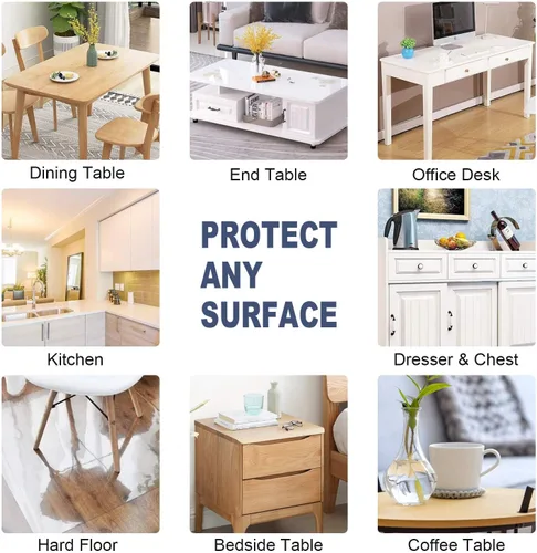 Miniatura 50 de Protector de mesa transparente de 12 x 36 pulgadas, 1.5 mm de grosor, cubierta de mesa de plástico impermeable, protector de mesa transparente