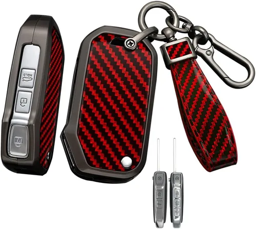 ontto Funda plegable para llavero Kia Seltos Forte Sportage Seltos K5 Soul Sorento Cerato Telluride, patrón de carbono, funda de metal para llave de