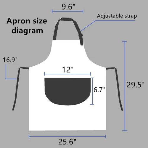 Miniatura 6 de Delantal de cocina, delantal de cocina, hermoso delantal para el hogar con bolsillo grande para adultos Flor azul