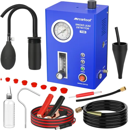 Miniatura 9 de T105 Detector de fugas de máquina de humo automotriz, probador de humo con bomba de aire integrada y manómetro de presión, kit de herramientas