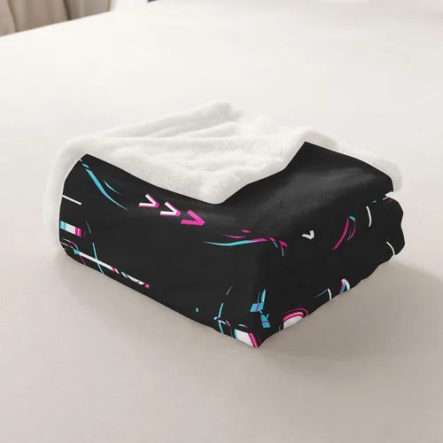 Miniatura 7 de Erosebridal Manta de cama para niños con estampado de consola de videojuegos moderna, manta de felpa suave con botones de acción rosa y azul, manta