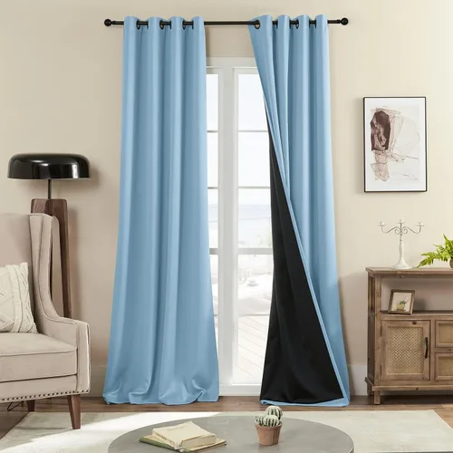 Miniatura 6 de Rutterllow - Cortinas 100% opacas, paneles de cortina con ojales, aislamiento térmico y bloqueo de luz para habitación y sala de estar