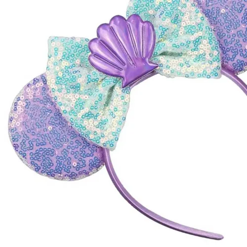 Miniatura 12 de Diadema negra con orejas de ratón de lentejuelas con lazo de ala de poliuretano, lazo de pelo de murciélago de Halloween, decoración de fiesta