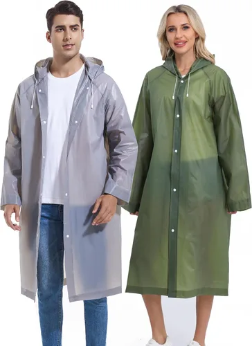 Miniatura 44 de 2 abrigos de lluvia de Borogo para adultos, chaquetas de lluvia reutilizables para hombres y mujeres