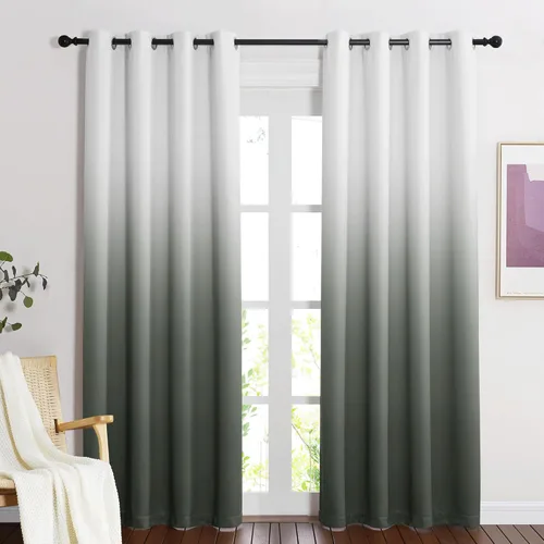 NICETOWN 2 paneles de cortinas opacas degradadas para dormitorio, cortinas opacas degradadas para oscurecer la habitación, con aislamiento térmico y